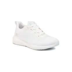 Skechers BOBS 32504 WHT. Białe buty sportowe damskie Skechers, z materiału, sportowe. Za 229,99 zł.