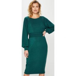 Answear - Sukienka. Zielone sukienki damskie ANSWEAR, na co dzień, s, bez wzorów, z elastanu, casualowe, z okrągłym kołnierzem, bez rękawów, midi, proste. W wyprzedaży za 119,90 zł.