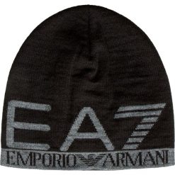 Czapka EA7 EMPORIO ARMANI. Czarne czapki męskie EA7 Emporio Armani, bez wzorów, z dzianiny, sportowe. W wyprzedaży za 168,00 zł.