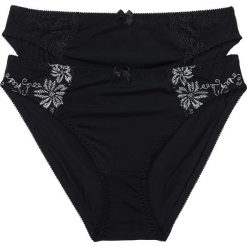 Figi (2 pary) bonprix czarny + czarno-biały. Czarne majtki damskie bonprix, z haftami. Za 54,99 zł.