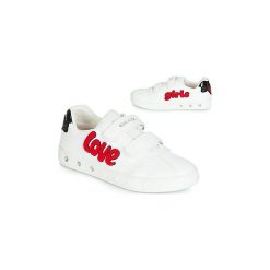 Buty Dziecko Geox J SKYLIN GIRL. Białe trampki dziewczęce Geox, bez wzorów, bez zapięcia. Za 195,30 zł.
