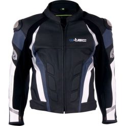 Kurtki męskie bomber: W-TEC Kurtka motocyklowa męska skórzana Velocity czarno-niebieska r. XL ( 9763-XL-2)