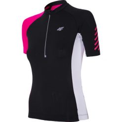 Koszulka rowerowa damska RKD152 - głęboka czerń. Czarne bluzki sportowe damskie marki 4f, s, z elastanu, rowerowe. Za 149,99 zł.