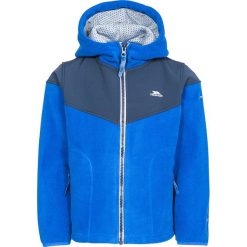 Kurtka polarowa w kolorze niebieskim. Niebieskie kurtki chłopięce Trespass Kids, bez wzorów, z polaru, bez kaptura. W wyprzedaży za 109,95 zł.