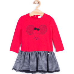 Sukienka. Czerwone bez kategorii marki MOUSE, z aplikacjami, z bawełny, z długim rękawem, długie. Za 54,90 zł.