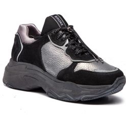 Sneakersy BRONX - 66167-HA BX 1525 Black 01. Szare sneakersy damskie Bronx, ze skóry. W wyprzedaży za 299,00 zł.