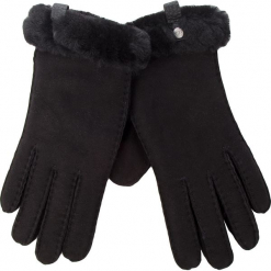 Rękawiczki Damskie UGG - W Shorty Glove W/Leather Trim 17367 Black. Czarne rękawiczki damskie Ugg, ze skóry. Za 559,00 zł.