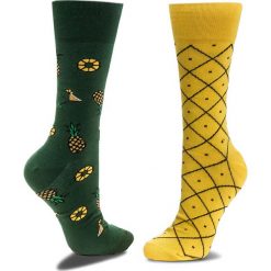 Skarpetki damskie: Skarpety Wysokie Unisex MANY MORNINGS – Pineapples Zielony Żółty