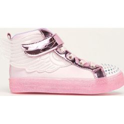 Skechers - Trampki dziecięce. Różowe trampki dziewczęce Skechers, bez wzorów, z gumy, bez zapięcia. Za 259,90 zł.