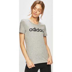 Adidas - Top. Szare topy damskie Adidas, s, z nadrukiem, z bawełny, z okrągłym kołnierzem. W wyprzedaży za 69,90 zł.