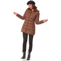 Kurtka przejściowa w kolorze brązowym. Pomarańczowe kurtki damskie Snowie Collection, na zimę, m, bez wzorów, długie, bez kaptura. W wyprzedaży za 219,95 zł.