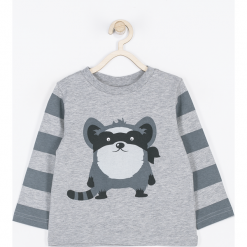 Koszulka. Szare t-shirty chłopięce marki FOREST, z nadrukiem, z elastanu, z długim rękawem. Za 32,90 zł.