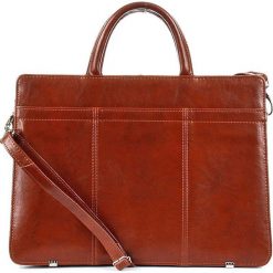 Polska skórzana teczka aktówka damska elegancka biznesowa koniakowa G4 - Koniakowy. Aktówki damskie bez wzorów, ze skóry, eleganckie, bez dodatków. Za 399,99 zł.