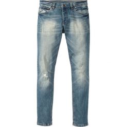 Dżinsy ze stretchem Skinny Fit Straight bonprix niebieski "medium bleached". Niebieskie jeansy męskie bonprix, m, bez wzorów. Za 59,99 zł.