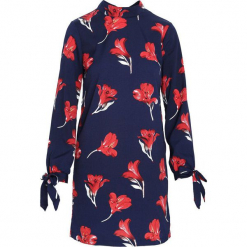 Granatowa Sukienka Quickly. Niebieskie sukienki Born2be, l, w kwiaty, z tkaniny, z długim rękawem, mini, oversize. Za 69,99 zł.