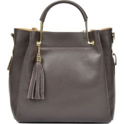 Shopper bag damskie: Skórzana torebka w kolorze ciemnobrązowym – (S)31 x (W)38 x (G)10 cm