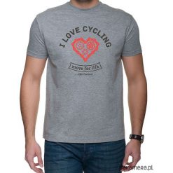 Koszulka T-SHIRT. I love cycling. Szare t-shirty męskie Pakamera, m, z nadrukiem, bez kołnierzyka. Za 85,00 zł.