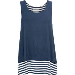 Top w optyce 2 w 1 bonprix głęboki niebieski - biały. Niebieskie topy damskie bonprix, w paski, bez kołnierzyka. Za 29,99 zł.