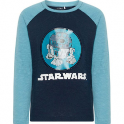 Koszulka "Starwars" w kolorze niebieskim. Niebieskie t-shirty chłopięce z długim rękawem Name it Kids, z nadrukiem, z bawełny. W wyprzedaży za 49,95 zł.