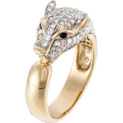 Złoty pierścionek z diamentami i szafirami. Żółte pierścionki damskie Diamond & Co, z szafirem, złote. W wyprzedaży za 2671,95 zł.