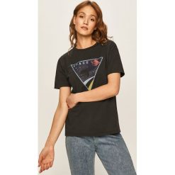 Answear - T-shirt. Czarne bluzki damskie ANSWEAR, s, z nadrukiem, z bawełny, casualowe, z okrągłym kołnierzem. W wyprzedaży za 49,90 zł.