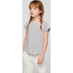 Mango Kids - Top dziecięcy Rayasa 104-164 cm. Szare bluzki dziewczęce marki Mango Kids, z bawełny, z okrągłym kołnierzem. W wyprzedaży za 19,90 zł.