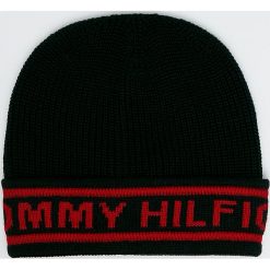Tommy Hilfiger - Czapka. Czarne czapki zimowe męskie TOMMY HILFIGER, na zimę, z dzianiny. Za 179,90 zł.