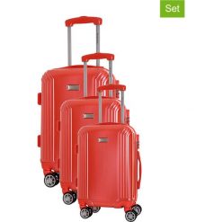 Zestaw walizek w kolorze koralowym - 3 szt. Czerwone walizki Platinium, z materiału. W wyprzedaży za 539,95 zł.