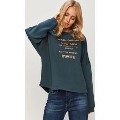 G-Star Raw - Bluza. Niebieskie bluzy damskie G-Star RAW, s, z nadrukiem, z bawełny, bez rękawów, bez kaptura. Za 329,90 zł.