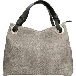 Skórzana torebka w kolorze szarym - 38 x 28 x 10 cm. Szare torebki klasyczne damskie ORE10, w paski, ze skóry. W wyprzedaży za 219,95 zł.