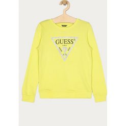 Guess Jeans - Bluza dziecięca 118-175 cm. Zielone bluzy dziewczęce Guess Jeans, z nadrukiem, z bawełny, bez rękawów, bez kaptura. W wyprzedaży za 99,90 zł.