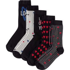 Skarpetki damskie (5 par) bonprix czarno-truskawkowy. Czarne skarpetki damskie bonprix, z bawełny. Za 34,95 zł.