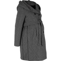 Krótki płaszcz ciążowy z domieszką wełny bonprix czarno-biel wełny melanż. Czarne płaszcze damskie bonprix, na zimę, w paski, z wełny, moda ciążowa, krótkie. Za 239,99 zł.