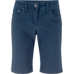 Bermudy ze stretchem z lycrą bonprix ciemnoniebieski. Niebieskie szorty damskie bonprix, bez wzorów, z lycry. Za 37,99 zł.