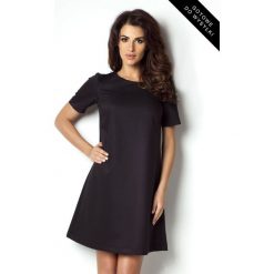 SUKIENKA CLAUDIA. Żółte sukienki damskie ivon, na co dzień, bez wzorów, z elastanu, eleganckie, z klasycznym kołnierzykiem, bez rękawów, trapezowe. Za 139,00 zł.