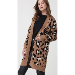 Beżowy Kardigan Feathered. Brązowe swetry damskie Born2be, xl, z dzianiny. Za 229,99 zł.