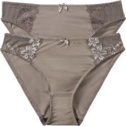 Figi (2 pary) bonprix brunatny + brunatny - szampan. Pomarańczowe figi damskie marki bonprix, z haftami. Za 55,98 zł.