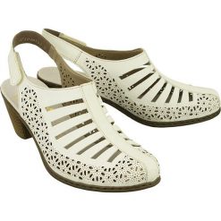 RIEKER 40959-80 weiss, sandały damskie. Sandały damskie Rieker, bez wzorów, ze skóry, bez obcasa, na obcasie, bez zapięcia. Za 259,90 zł.