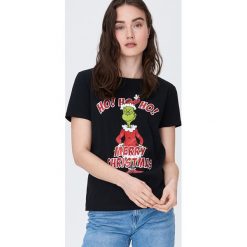 Bawełniana koszulka Grinch - Czarny. Czarne koszulki damskie Sinsay, s, z bawełny. Za 24,99 zł.
