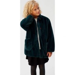 Mango Kids - Płaszcz dziecięcy Bosque 110-164 cm. Zielone kurtki dziewczęce Mango Kids, bez wzorów, z bawełny, bez kaptura. W wyprzedaży za 129,90 zł.