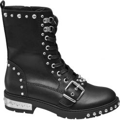 Botki damskie Star Collection czarne. Czarne botki damskie Star Collection, z materiału, retro, bez obcasa, na obcasie, bez zapięcia. Za 179,90 zł.