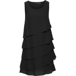 Sukienka z falbanami bonprix czarny. Sukienki damskie bonprix. Za 129,99 zł.