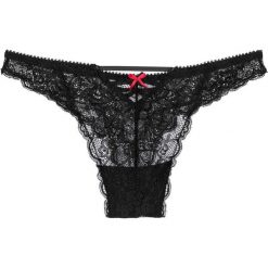 Stringi bonprix czarny. Czarne stringi damskie marki bonprix, w koronkowe wzory, z bawełny. Za 24,99 zł.