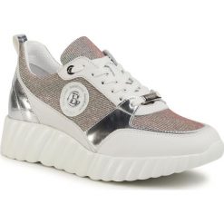 Sneakersy BALDININI - 098401XNASW900606KXX Bianco/Argent. Szare półbuty damskie Baldinini, bez wzorów, ze skóry, bez obcasa, na płaskiej podeszwie, bez zapięcia. W wyprzedaży za 1209,00 zł.