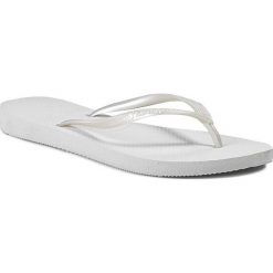 Japonki HAVAIANAS - Slim 40000300001 White. Białe klapki damskie Havaianas, bez wzorów, z tworzywa sztucznego, bez obcasa. W wyprzedaży za 99,00 zł.