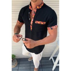 Koszulka męska ESCOBAR BLACK. Czarne koszulki męskie Koszulka męska ESCOBAR BLACK, s, bez wzorów, bez kołnierzyka. W wyprzedaży za 39,00 zł.