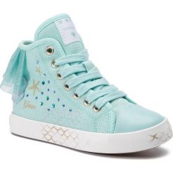 Trampki GEOX - J Ciak G. E J9204E 000AN C4070 M Aqua. Zielone trampki dziewczęce Geox, z aplikacjami, ze skóry, bez zapięcia. Za 259,00 zł.