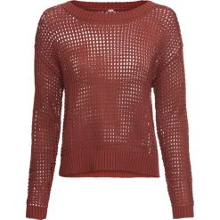 Sweter bonprix rdzawopomarańczowy. Pomarańczowe swetry klasyczne damskie marki bonprix, w ażurowe wzory, sportowe. Za 89,99 zł.