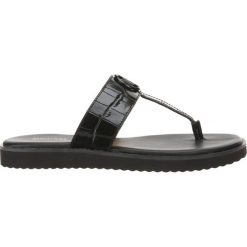 Michael Kors Lilie Japonki Czarny. Czarne klapki damskie Michael Kors, w paski, ze skóry, bez obcasa. Za 424,95 zł.