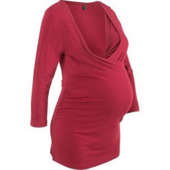 Shirt ciążowy i do karmienia, rękawy 3/4 bonprix pomarańczowo-czerwony. Czerwone koszulki damskie bonprix, bez wzorów, z wiskozy, z dekoltem w serek. Za 74,99 zł.